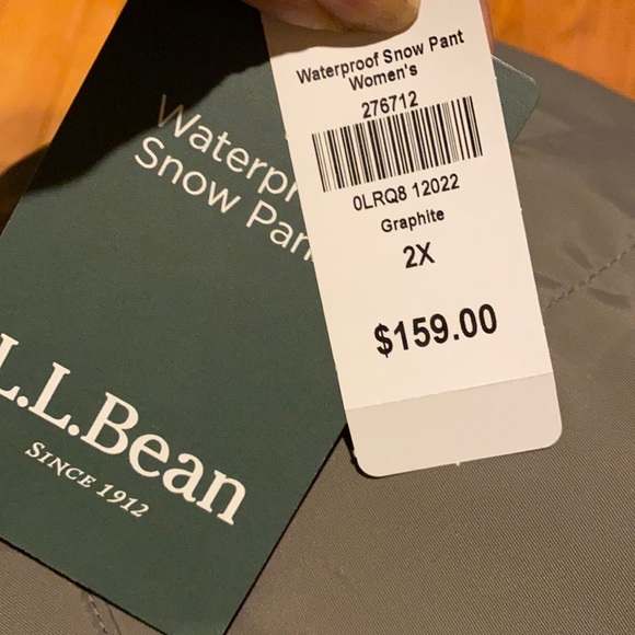 NWT L.L. Bean Grey Waterproof Tek 2 Snow and Ski Pants - Picture 16 of 16